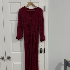 Adrianna Papell Burgundy Long Sleeve Dress